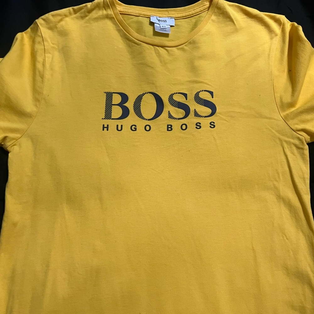 Yellow Boss Shirt- KIDS' T-SHIRT IN COTTON JERSEY WITH CONTRAST LOGO